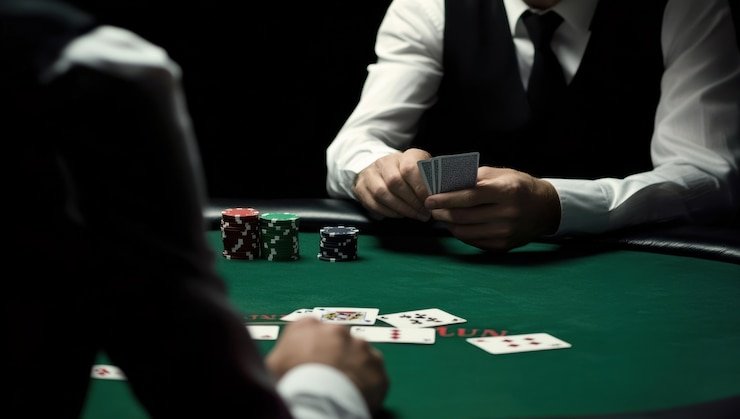 Sic Bo table with three dice in the cup